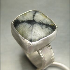 Silver and Chiastolite ring size 8.25